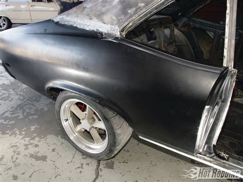 The front of a car has a fender. 1968 Chevy Nova Project Car Quarter Panel Replacement ...