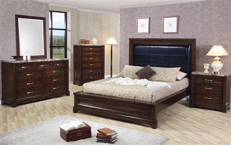 Oak is usually used in creating traditional contemporary pieces and can give one's interior a dashing look because the furniture is already lovely. Dark Oak Finish Contemporary 5PC Bedroom Set w/Marble Tops