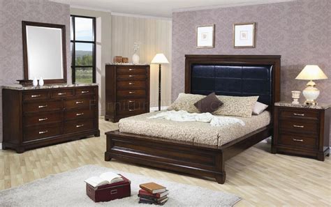 The olde oak tree | fort wayne, in. Dark Oak Finish Contemporary 5PC Bedroom Set w/Marble Tops