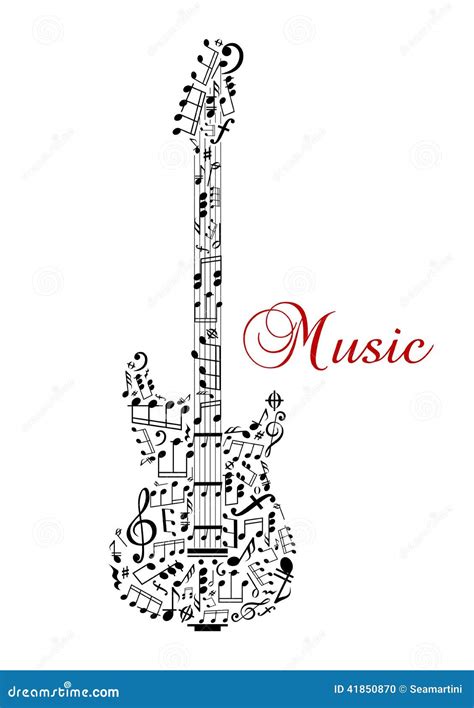 Guitar Silhouette With Musical Notes Stock Vector Image 41850870