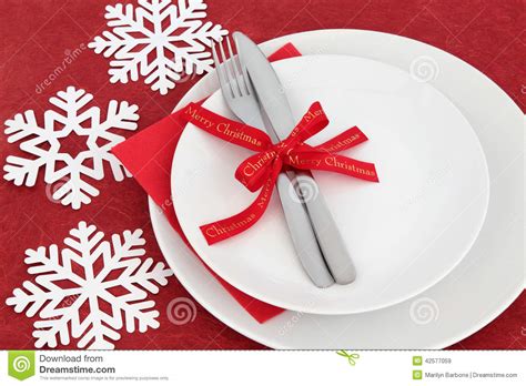 Christmas Dinner Place Setting Stock Photo - Image: 42577059