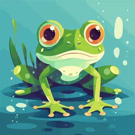 Premium Vector Cute Green Frog Cartoon Character Adorable Frog