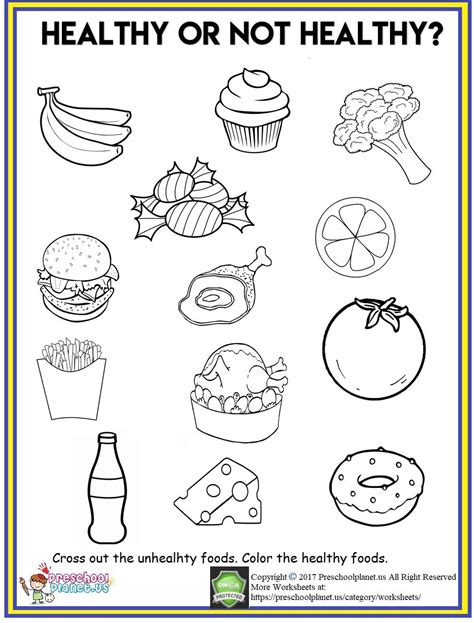 Healthy Food Worksheet Healthy And Unhealthy Food Preschool Food