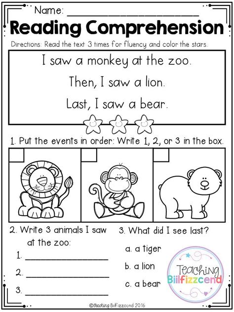 Free Sequencing Reading Comprehension For Beginning Readers Set 3