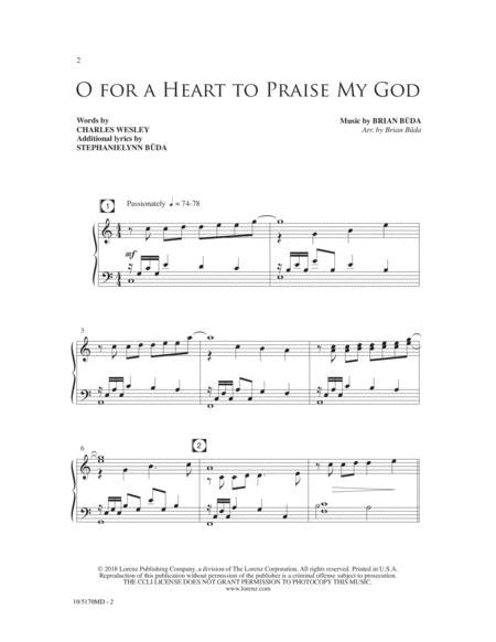 Sheet Music O For A Heart To Praise My God Satb Piano