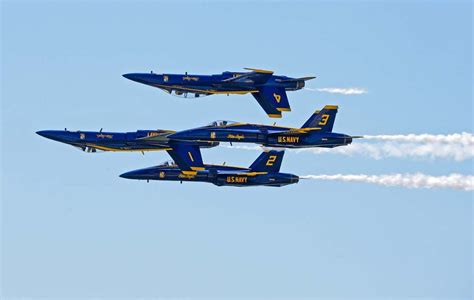 Blue Angels 45 Diamond Pilots Perform The Double Farvel Maneuver Over