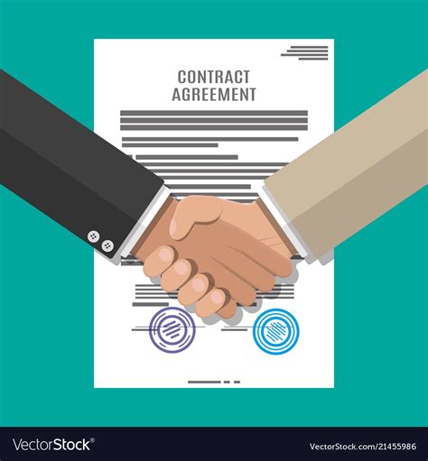 Contract Agreement Paper And Handshake Royalty Free Vector