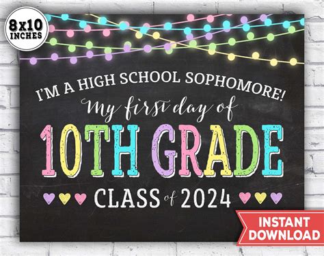 1st Day Of 10th Grade Sign 2021 First Day Of Sophomore Year Etsy