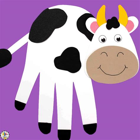 Hand Print Cow Craft For Developing Fine Motor Skills