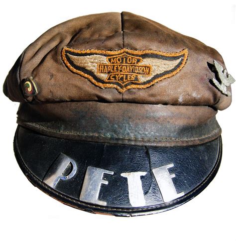 Vintage 1940s Harley Davidson Motorcycle Club Hat Worn By Pete