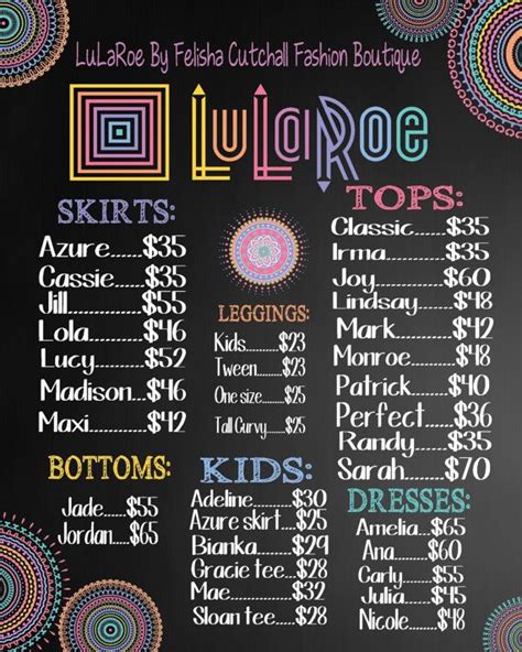 Lularoe Price List Poster Custom Lularoe By Michellerayedesigns