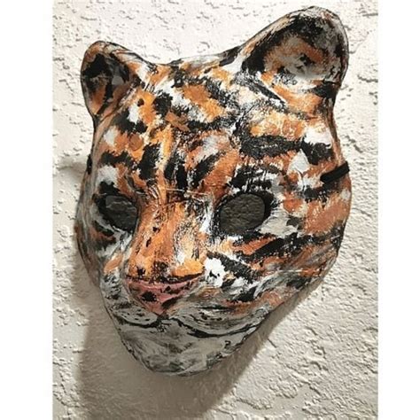 Paper Mache Tiger Mask Tiger Mask Tiger Costumetiger Etsy