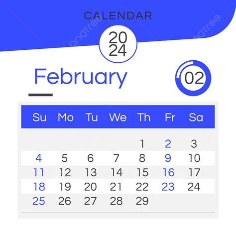 Gambar Kalender Bulan 2024 Februari Gradien Biru Sederhana Dua Ribu