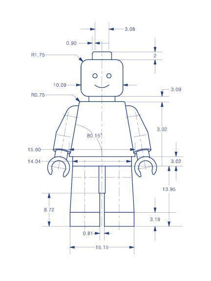 Toy Figure Technical Drawing In Blue 6x8 Sample Print