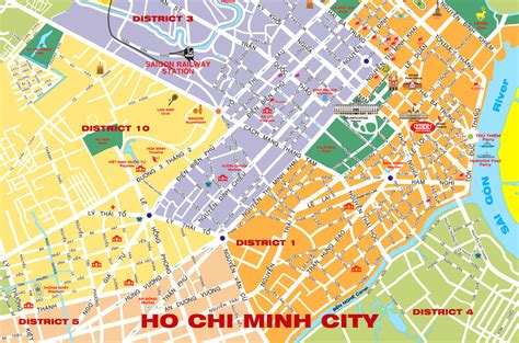 Map Of Ho Chi Minh City Saigon With Attractions Districts Transport Hotels