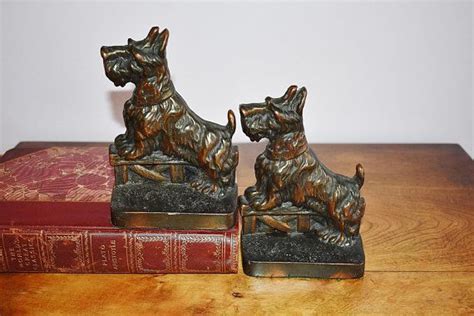 2 Metal Scottie Dog Bookends Pair Plated Cast Metal Scottish Etsy