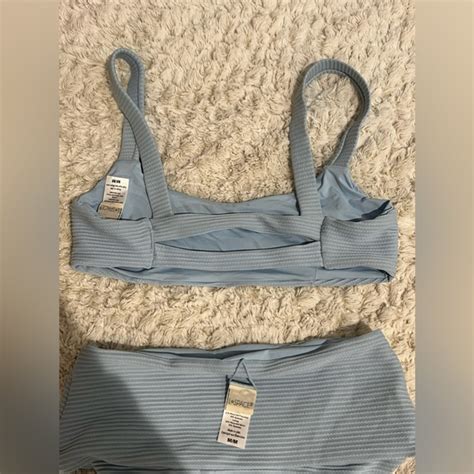 L Space Swim Lspace Eco Chic Repreve Jess Bikini Top And Desi Bottom In Sky Blue M Brand New