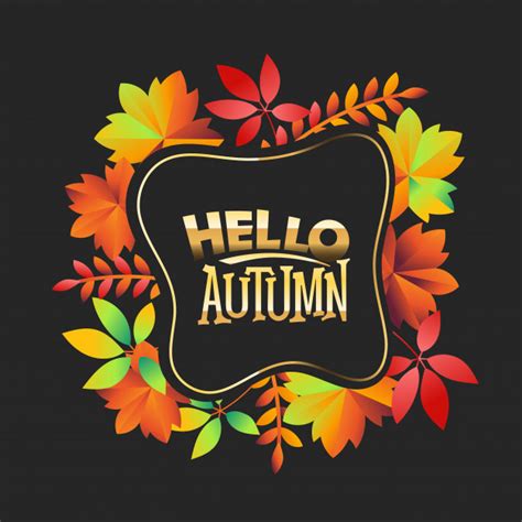 Hello Autumn Background Vector Premium Download