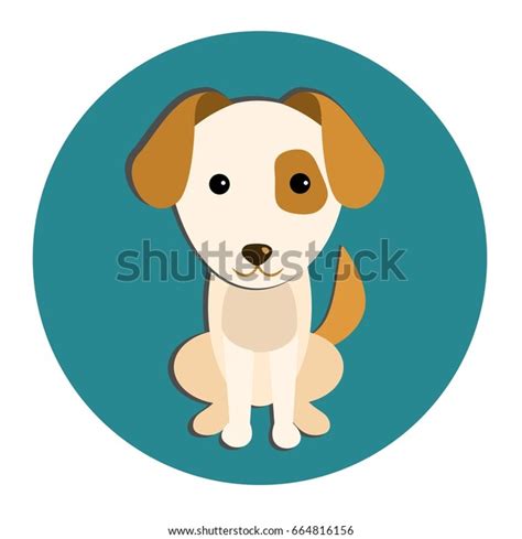 Cute Cartoon Puppy Isolated On Blue Stock Vector Royalty Free