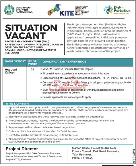 KP Integrated Tourism Development KITE Jobs 2021 2024 Job Advertisement
