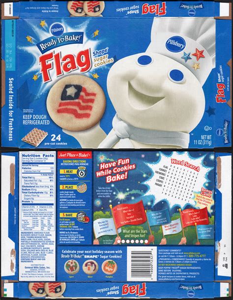 A classic cookie favorite, available in a convenient mix. Pillsbury Ready-to-Bake Flag Shape Sugar Cookies box - 200 ...