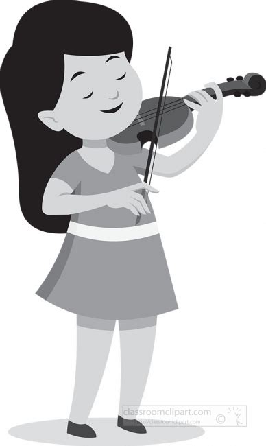 Music Gray Clipart Young Female Musician Playing Musical Instrument