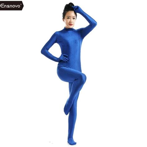 Ensnovo Blue Spandex Zentai Full Body Skin Tight Jumpsuit Zentai Suit