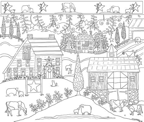 Country Grace Folk Art Coloring Free Download Art Paintings Coloring Home