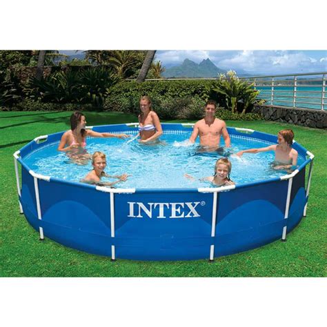 Intex Ft Round X In D Metal Frame Above Ground Pool With