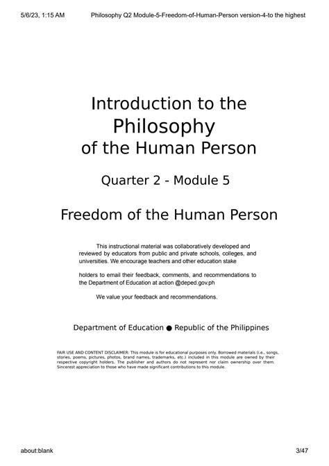 Solution Introduction To The Philosophy Of The Human Person Quarter 2