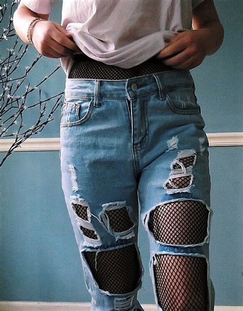 Tights Under Jeans Fishnet Shirt Fishnet Stockings Edgy Grunge