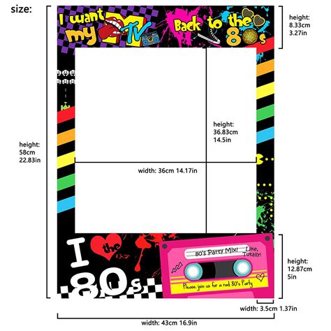 I Love 80s Photo Booth Frame Photobooth Props Retro Music Dance Party