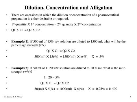 How would i find the dilution factor from the following? PPT - Dilution, Concentration and Alligation PowerPoint ...