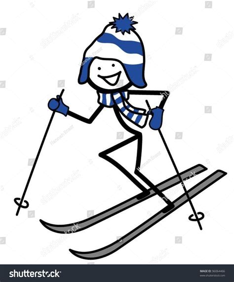 Skiing Stick Person Stock Vector 96064466 Shutterstock
