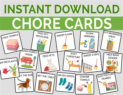 Printable Chore Chart For Kids Kids Chores Kids Chore Chart Etsy
