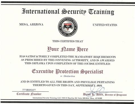Executive Protection Bodyguard Certification Online