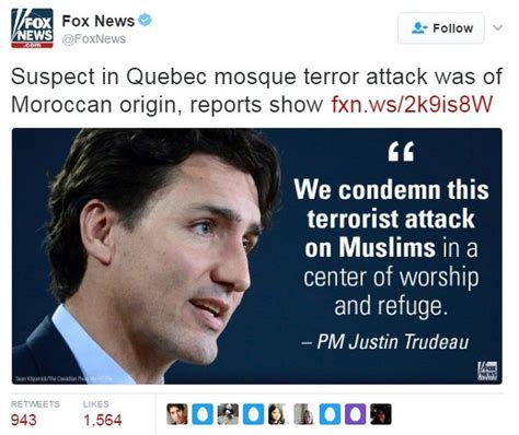 quebec mosque attack fox news deletes tweet after canada complains bbc news