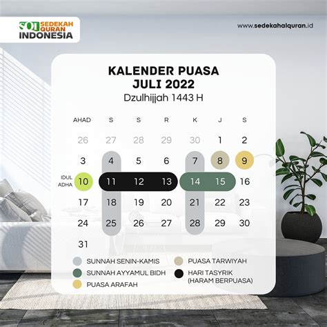 Kalender Puasa Juli 2022 Dzulhijjah 1443h Sedekah Quran Indonesia