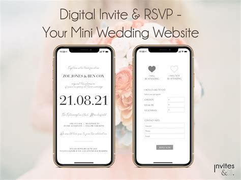Digital Wedding Invitation And Rsvp Mini Wedding Website Etsy