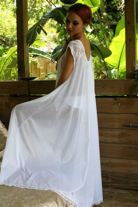 White Full Swing Nightgown Romantic Lingerie Bridal Wedding Etsy Australia