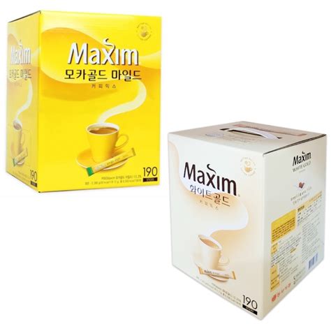 Dongsuh Maxim Mocha Gold And White Gold Instant Korean Coffee 190