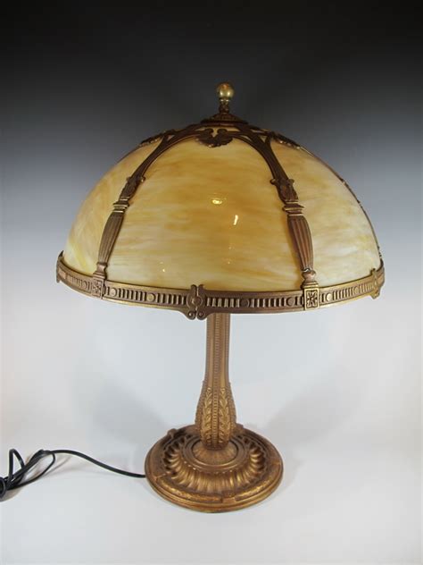 Sold Price Antique Probably Edward Miller Co Slag Glass Lamp