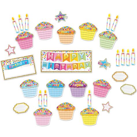 Ashley Birthday Cupcake Bulletin Board Set Zerbee