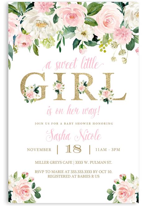 1,610+ customizable design templates for 'baby shower invitation'. Floral baby shower invitation, Flower baby shower invite ...