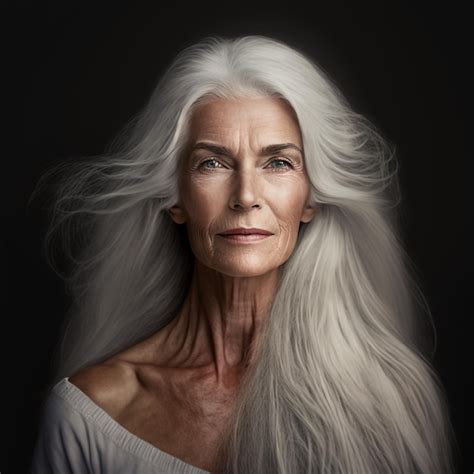 premium photo generative ai grey hair mature woman portrait isolated looking camera confident