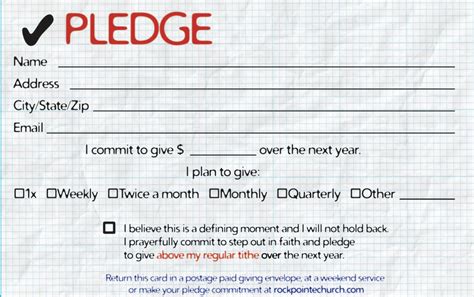 Pledge Card Template For Church Professional Template
