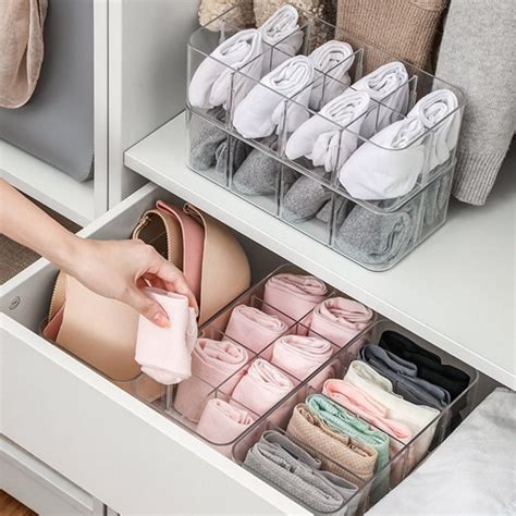 Windfall Compartments Socks Underwear Organizer Underwear Storage Compartment Box For Clothes