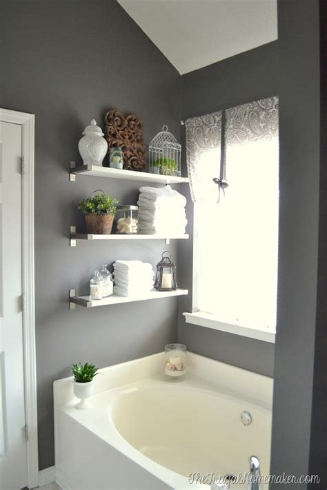 For storing towels, toilet paper and other bathroom items, consider installing a shelf, a cabinet or stacking baskets over the toilet to hold these items. Paint colors in our home
