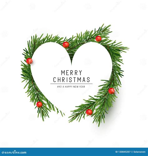 Christmas Heart Shape With Fir Branches Stock Vector Illustration Of