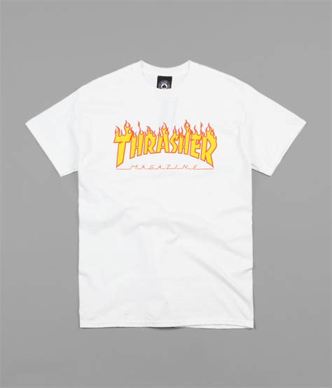 Thrasher Flame Logo T Shirt White Flatspot
